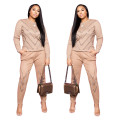 C0479  2020 Fashion women outfit two piece set diamond pullovers 2 piece tracksuit set